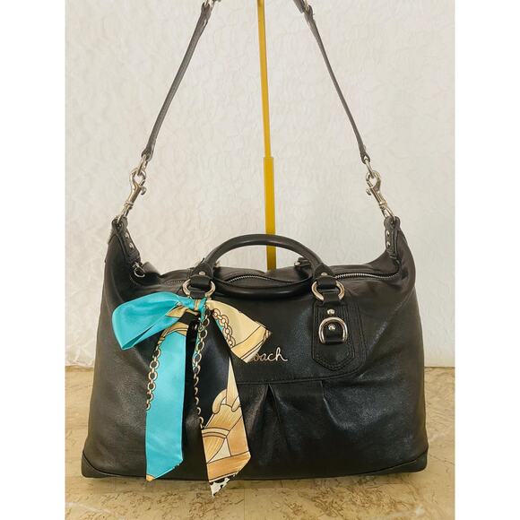 Coach Ashley Sabrina black leather satchel shoulder bag F15447 - Picture 1 of 8